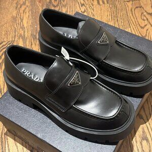 Prada | Shoes | Prada Black Calfskin Leather Silver Chrome  display picture 3